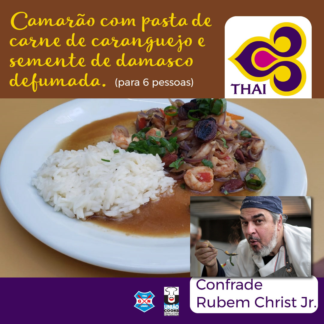 Camarão com Pasta de Carne de Caranguejo e semente de Damasco defumada