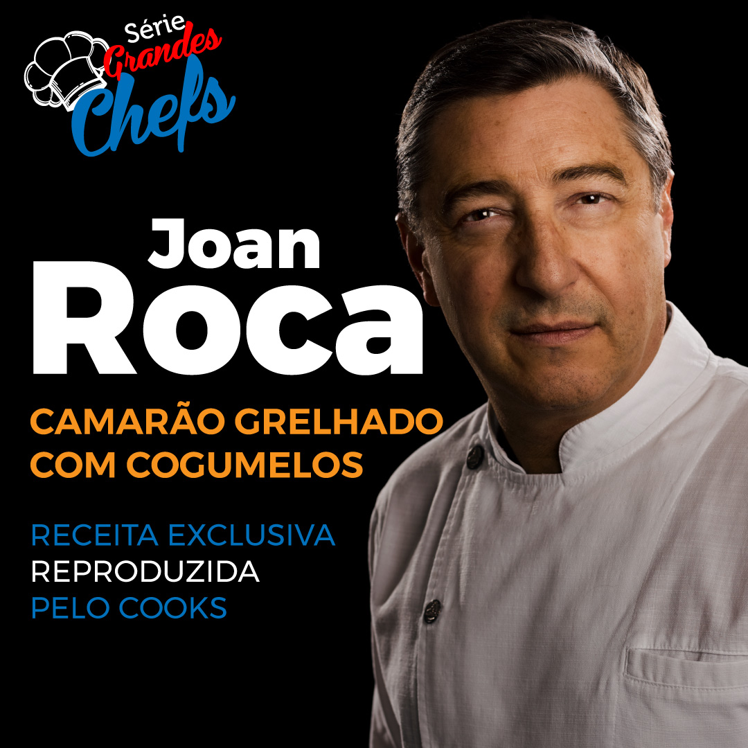 Camarão grelhado com cogumelos