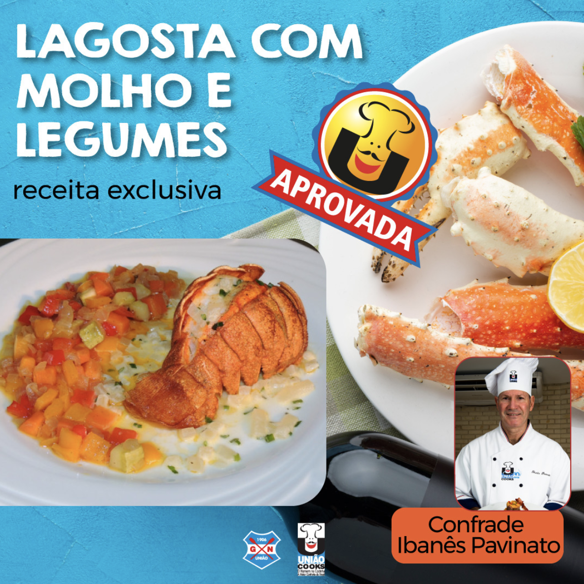 Lagosta com molho e legumes